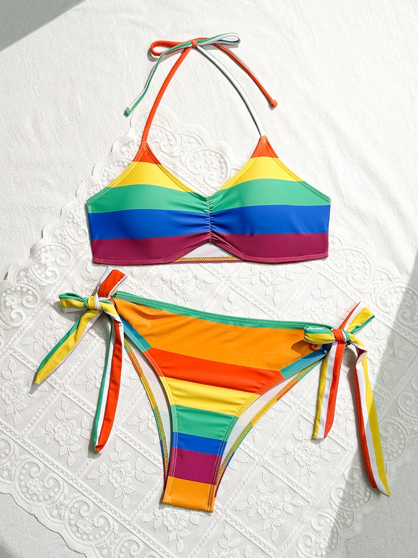 Rainbow Series Sexy Bikini Women Split Swimsuit Popular Lace Up Adjustable Swimsuit Bella Mia
